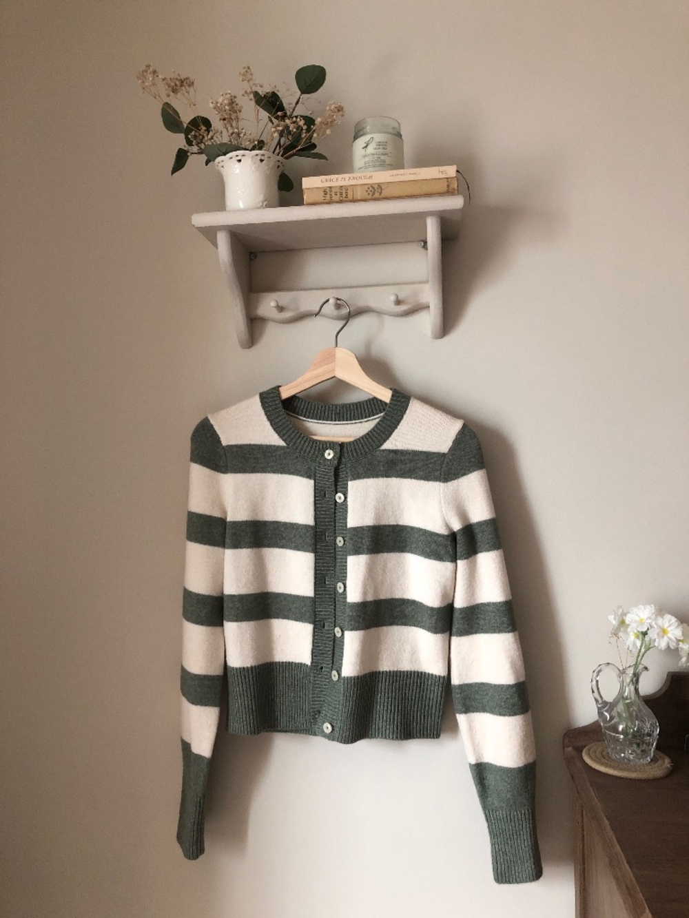Aerie Striped Cardigan - XXS - Green/Cream